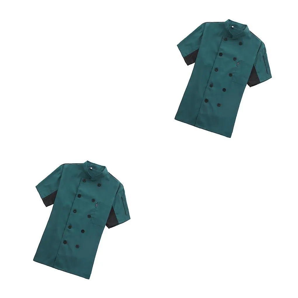 1/2 Chef Coat Short Sleeve Cook Jacket Cooking Uniform Breathable