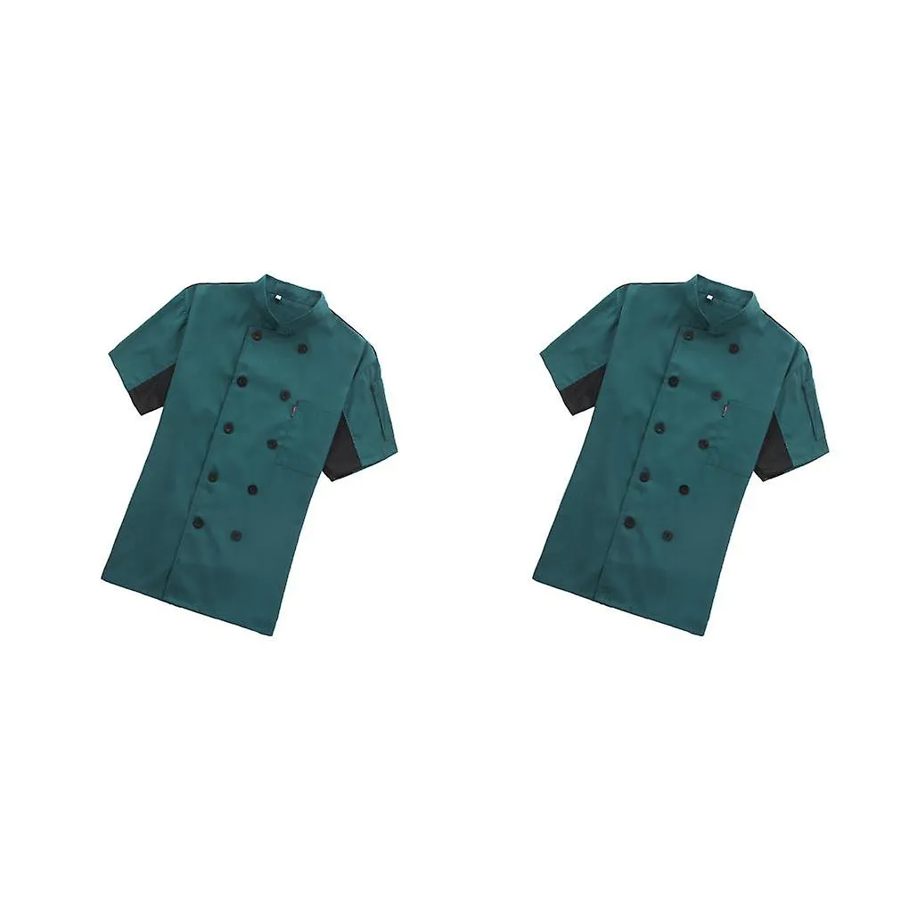 1/2 Chef Coat Short Sleeve Cook Jacket Cooking Uniform Breathable