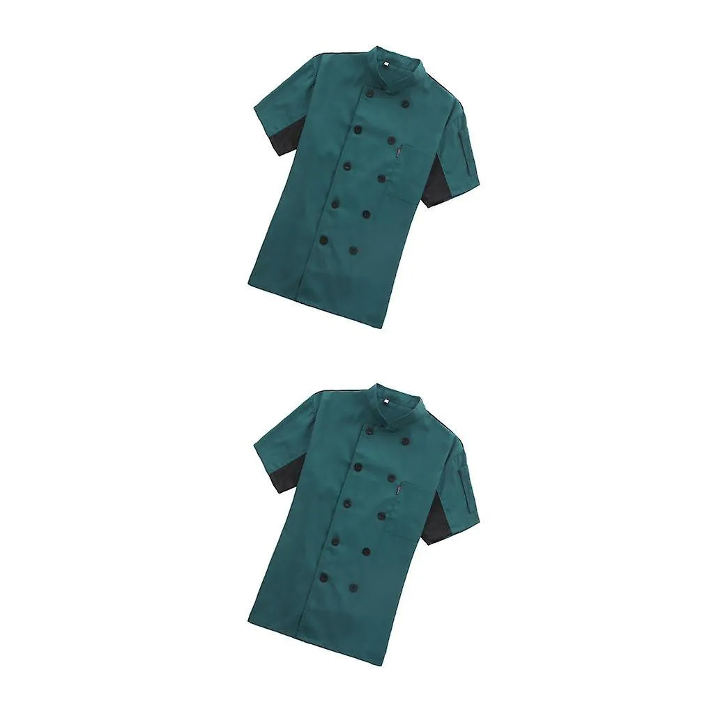 1/2 Chef Coat Short Sleeve Cook Jacket Cooking Uniform Breathable