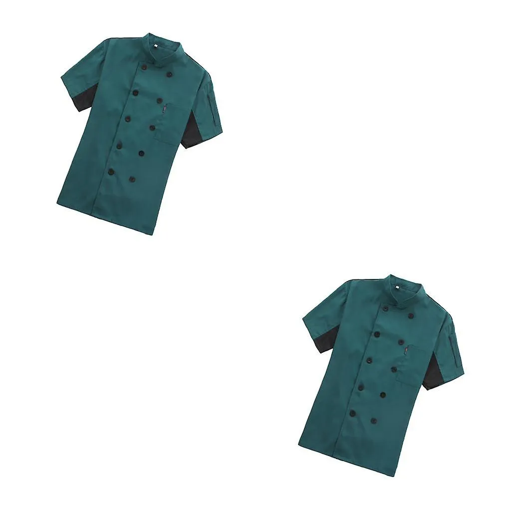 1/2 Chef Coat Short Sleeve Cook Jacket Cooking Uniform Breathable