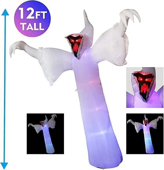 12 FT Tall Halloween Inflatable Narrow face Ghost