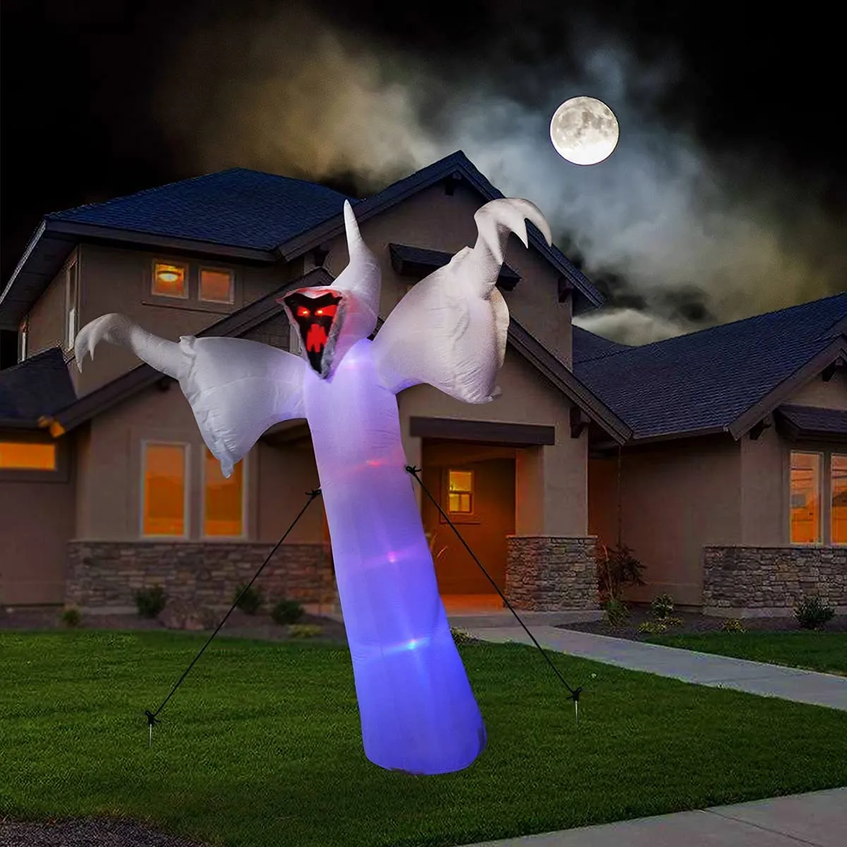 12 FT Tall Halloween Inflatable Narrow face Ghost