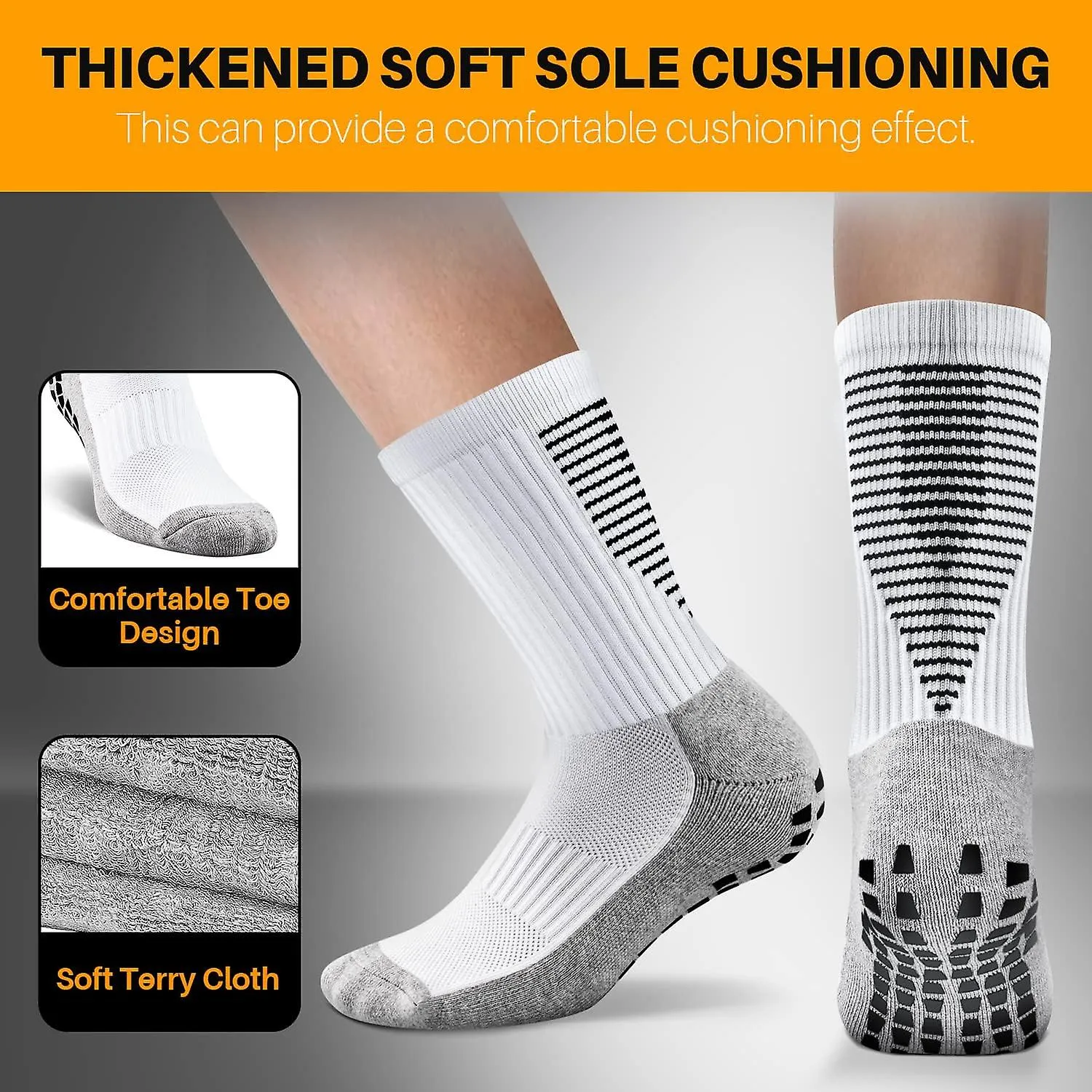 3 PAIRS NONSLIP SOCCER SOCKS MEN WOMEN BREATHABLE ANTI BLISTERS GRIP SOCK SOCCER SPORTS SOCKS BASKETBALL TREKKING HANDBALL YOGA