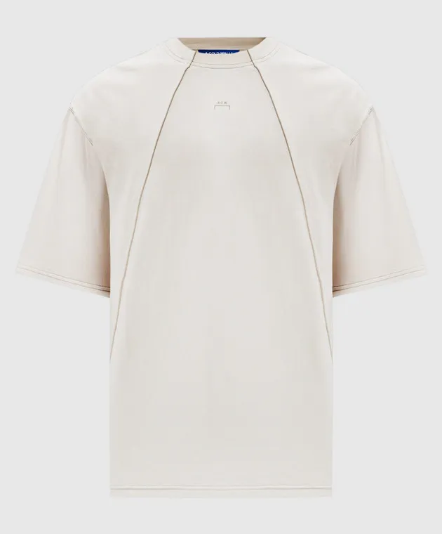 A COLD WALL MILLBANK BEIGE TSHIRT WITH LOGO PRINT