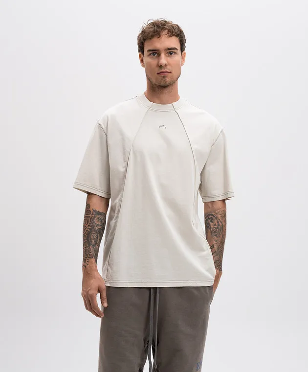 A COLD WALL MILLBANK BEIGE TSHIRT WITH LOGO PRINT