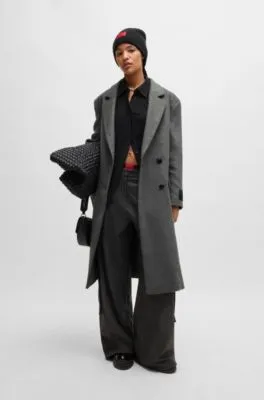 Abrigo relaxed fit con cierre cruzado
