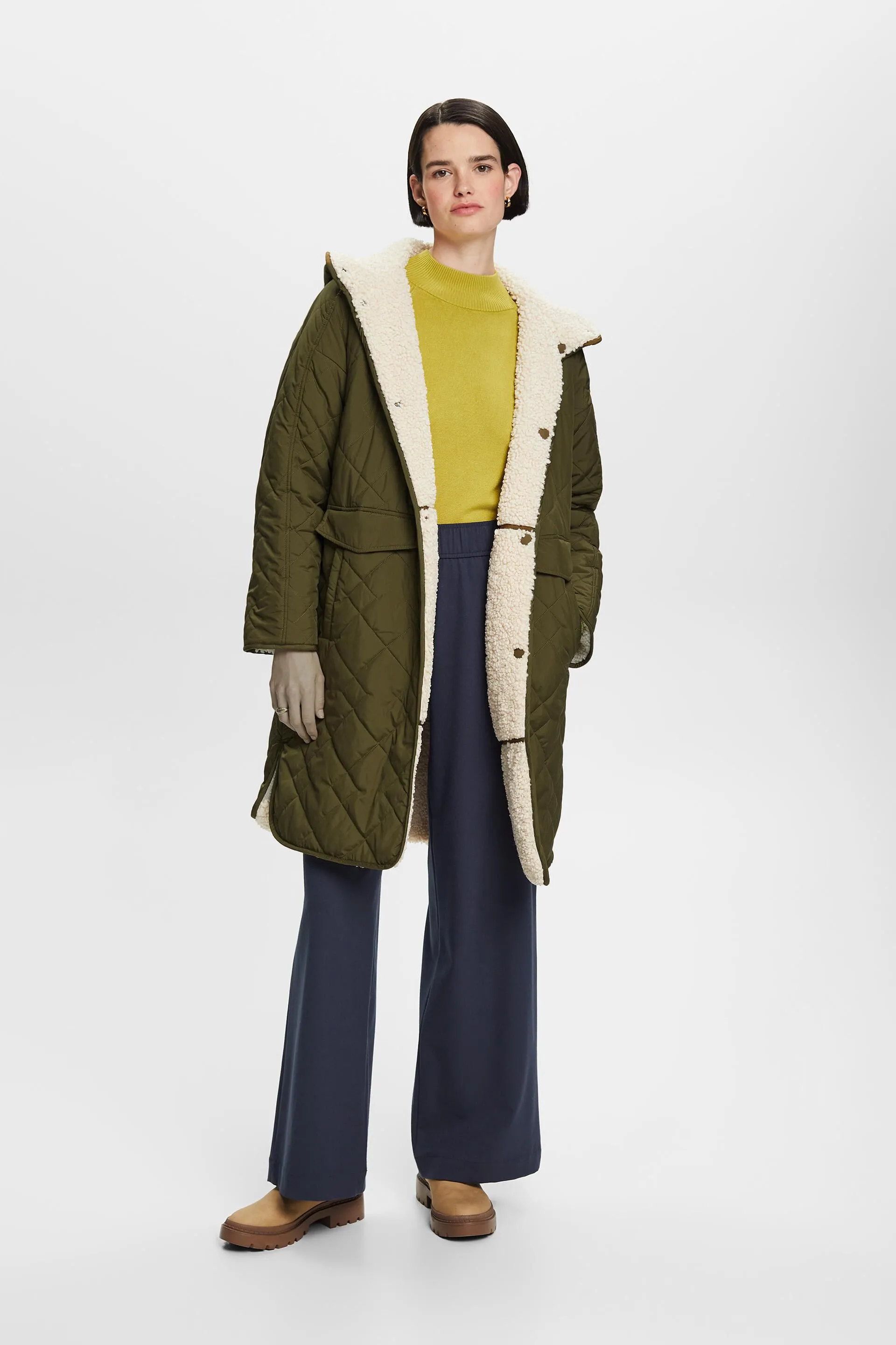 Abrigo sherpa acolchado reversible