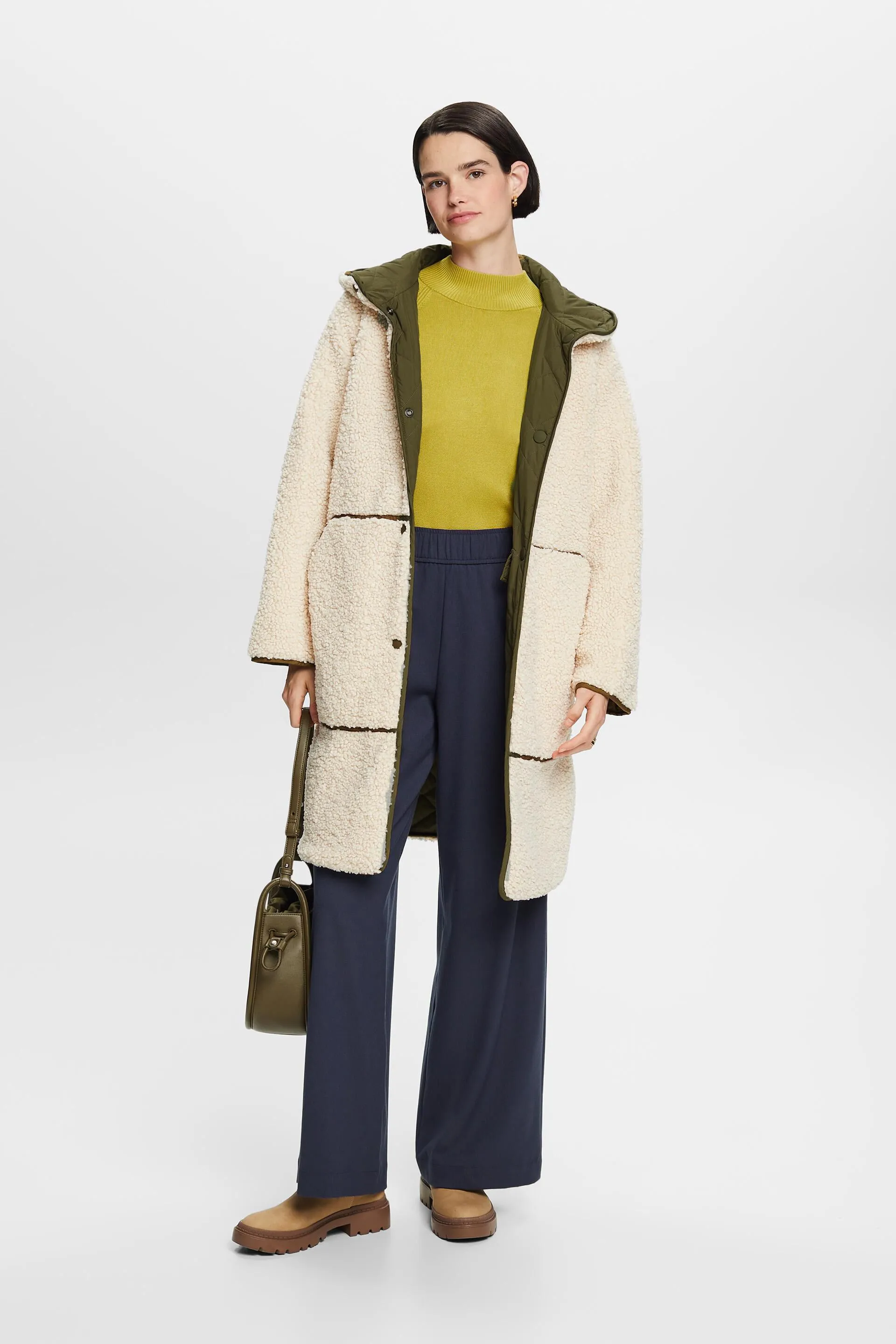Abrigo sherpa acolchado reversible