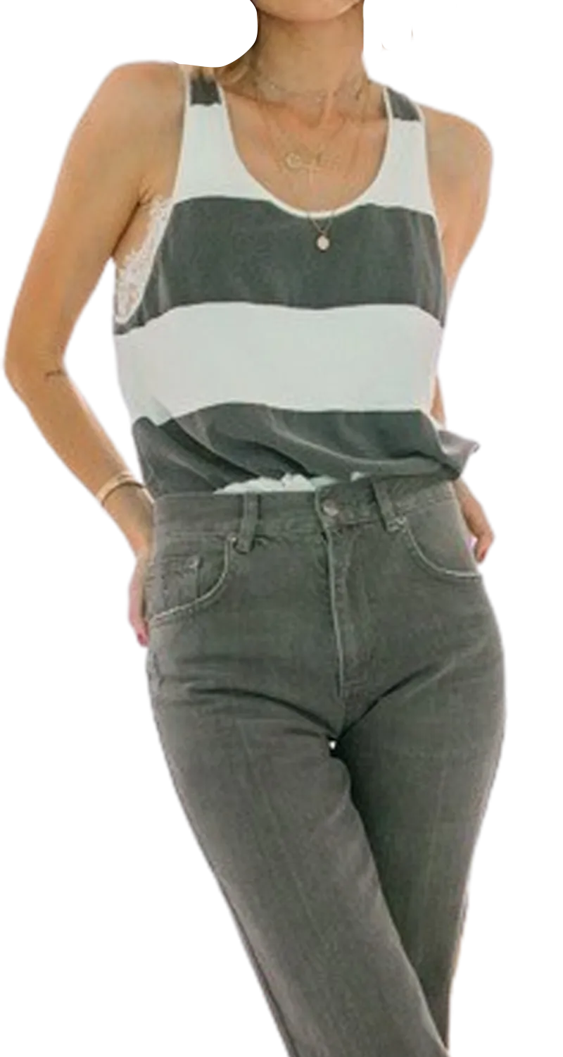 ANINE BING Polera Sin Mangas Rayas