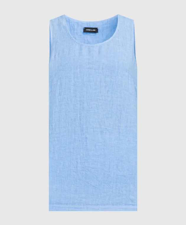 ANNECLAIRE Blue linen top