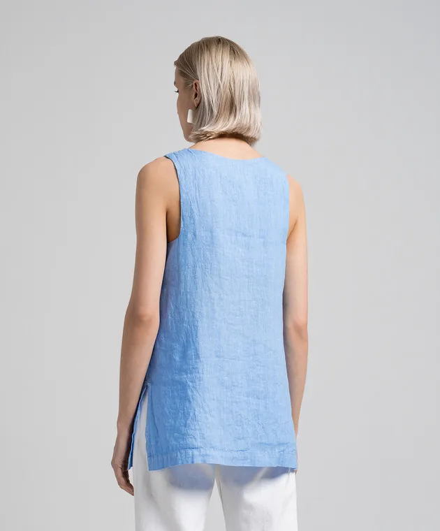 ANNECLAIRE Blue linen top