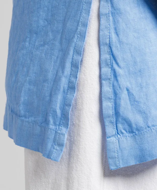 ANNECLAIRE Blue linen top