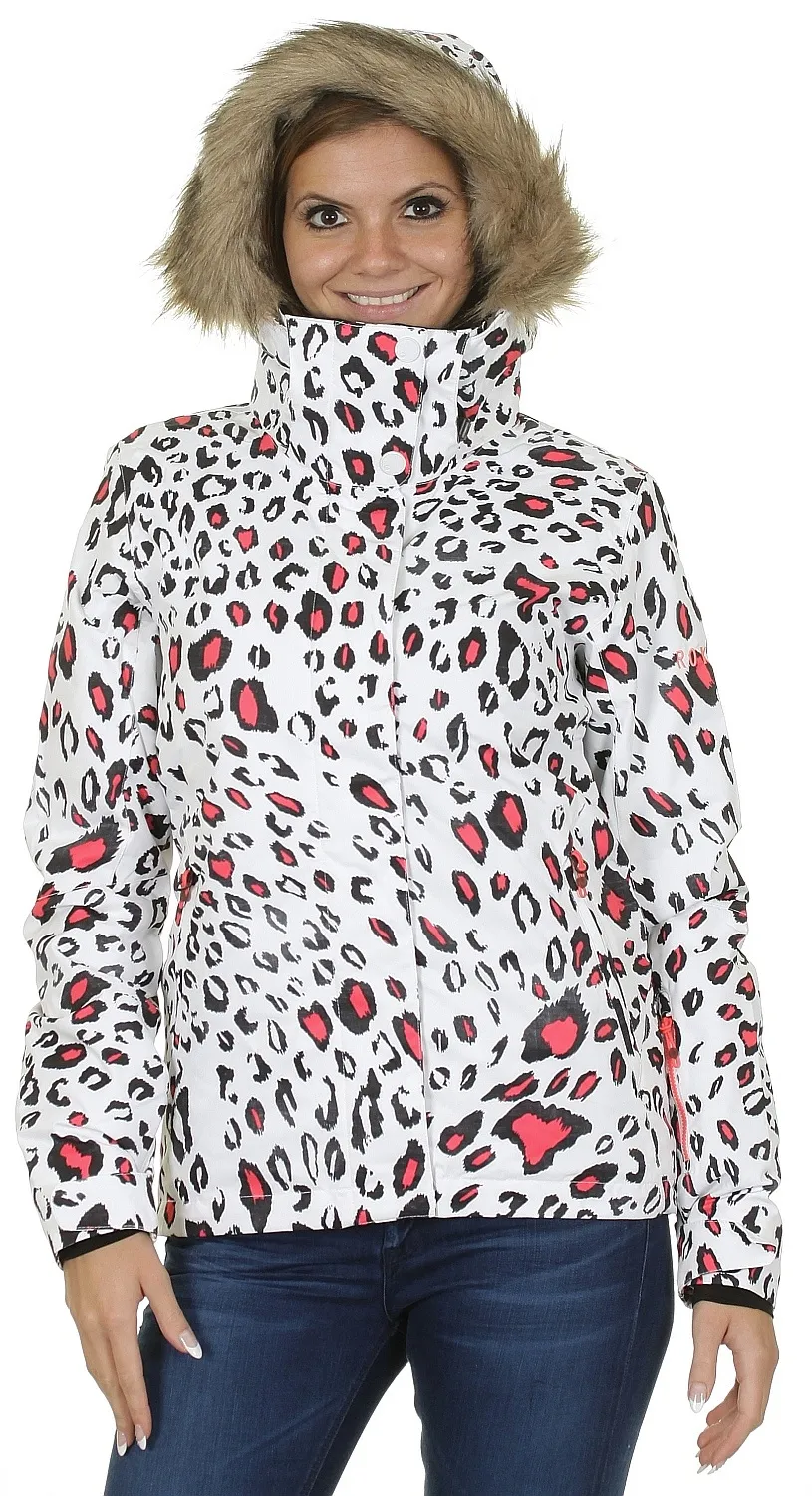 Anorak nieve ROXY con capucha mujer JET SKI ARMOY DIVA (MKJ1)  Ref. ERJTJ00027 animal print blanca