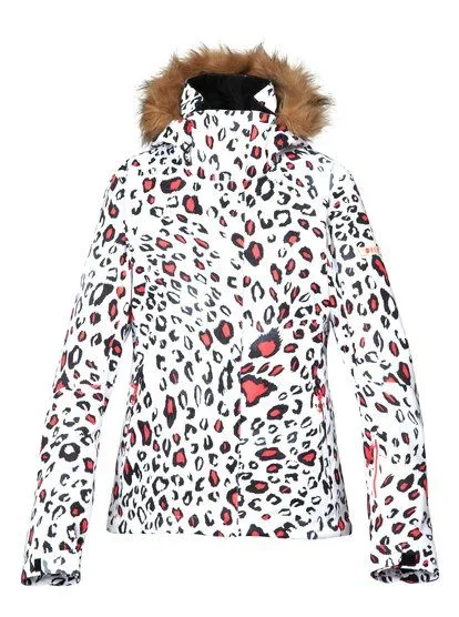 Anorak nieve ROXY con capucha mujer JET SKI ARMOY DIVA (MKJ1)  Ref. ERJTJ00027 animal print blanca