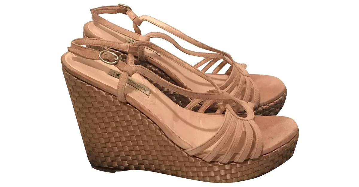 Autre Marque Mulas de cuña Beige 