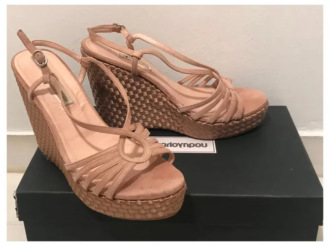 Autre Marque Mulas de cuña Beige 