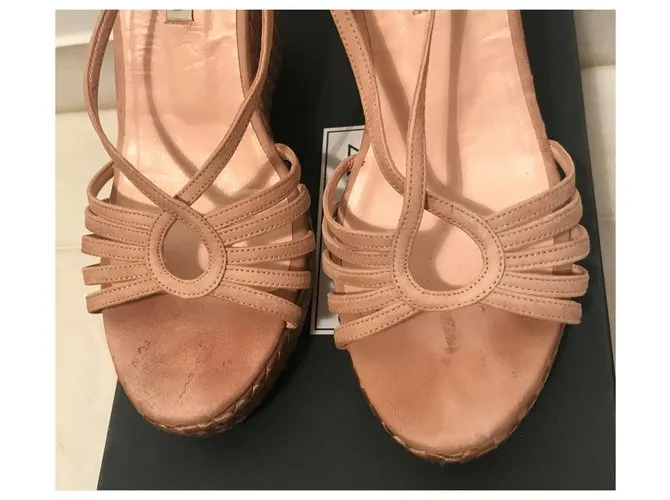 Autre Marque Mulas de cuña Beige 