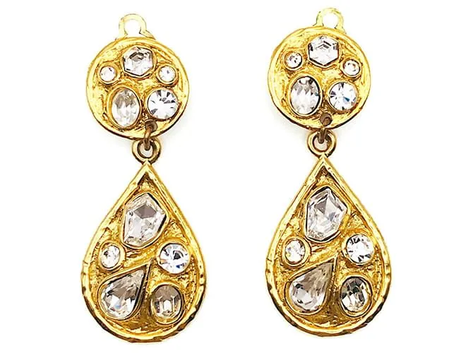 Autre Marque VINTAGE EDOUARD RAMBAUD – Pendientes colgantes con pedrería Gold hardware 
