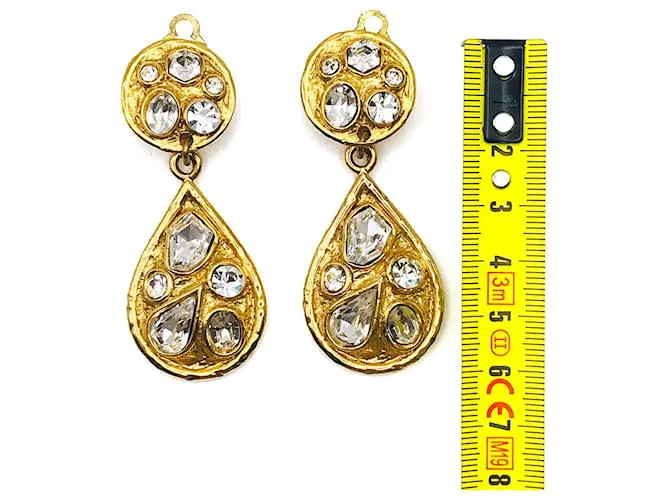 Autre Marque VINTAGE EDOUARD RAMBAUD – Pendientes colgantes con pedrería Gold hardware 