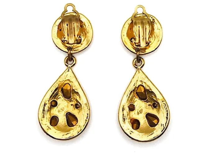 Autre Marque VINTAGE EDOUARD RAMBAUD – Pendientes colgantes con pedrería Gold hardware 