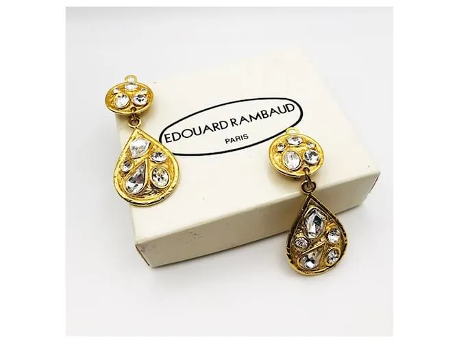 Autre Marque VINTAGE EDOUARD RAMBAUD – Pendientes colgantes con pedrería Gold hardware 