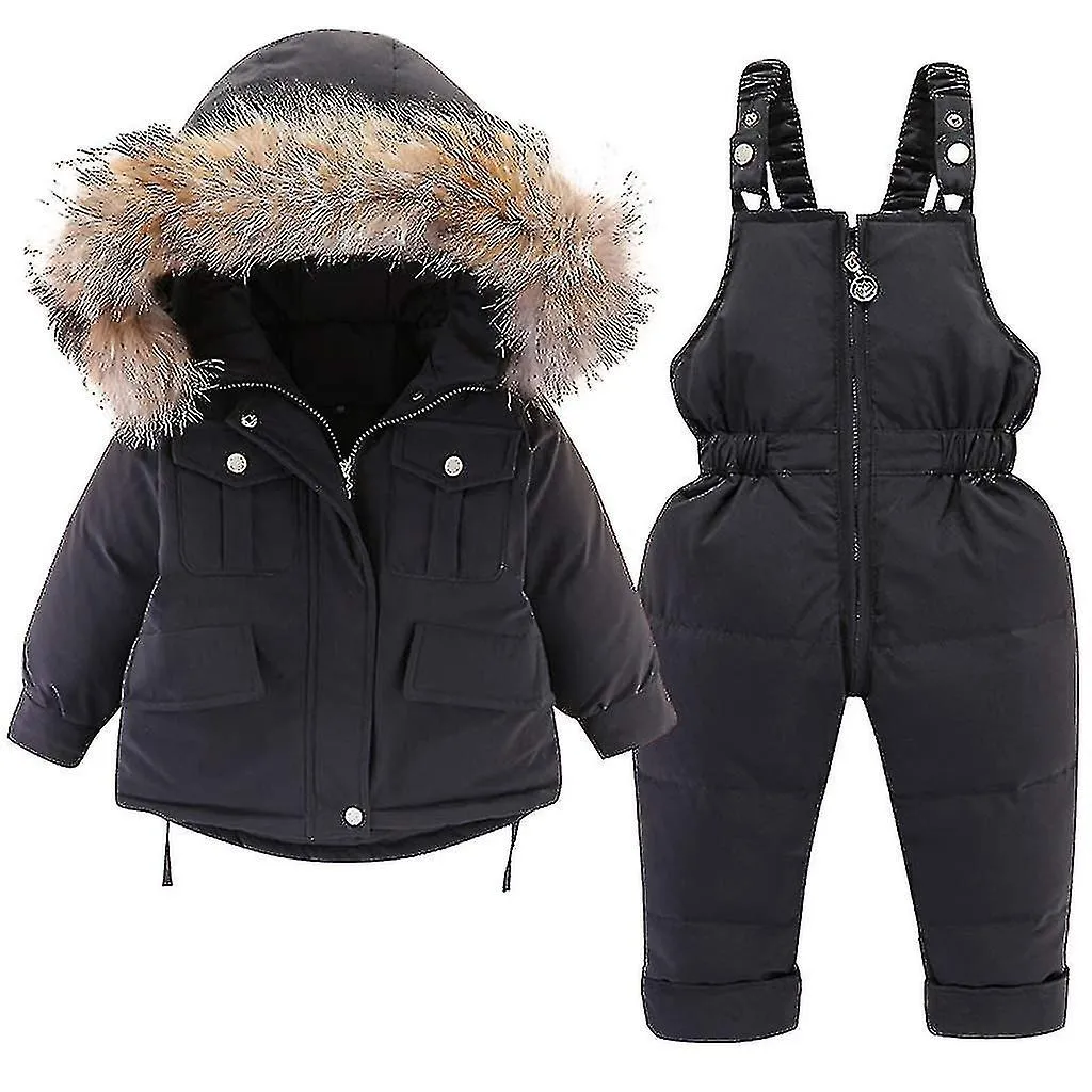 Baby And Down Pants 2pcs, Girls Boys Winter Coat With Hood Kids Ski Suits