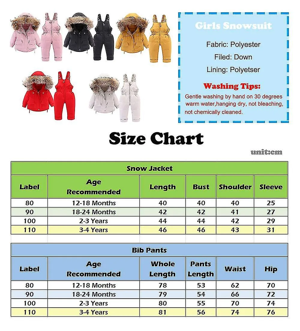 Baby And Down Pants 2pcs, Girls Boys Winter Coat With Hood Kids Ski Suits