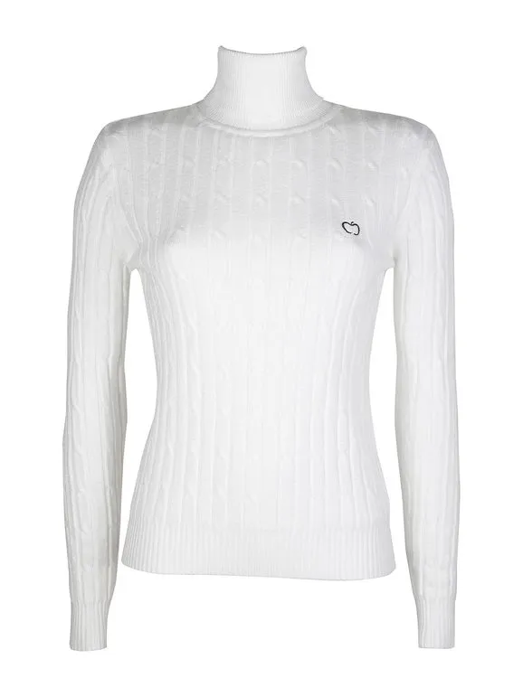 Baci & Abbracci Jersey de mujer de punto trenzado con cuello vuelto