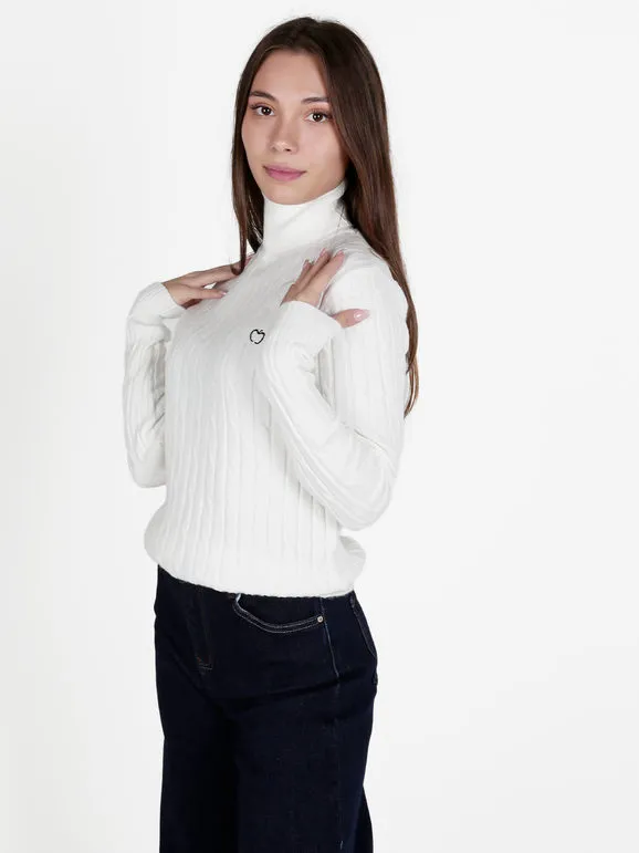 Baci & Abbracci Jersey de mujer de punto trenzado con cuello vuelto
