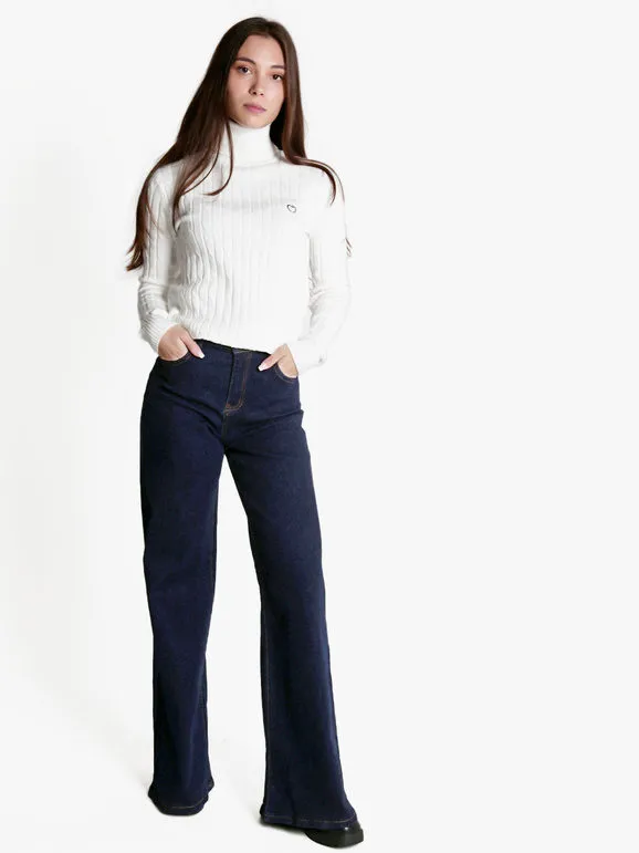 Baci & Abbracci Jersey de mujer de punto trenzado con cuello vuelto