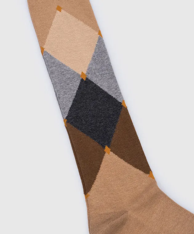Ballantyne Beige knee highs in a geometric pattern