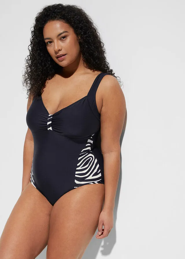 Bañador Negro/blanco de leopardo