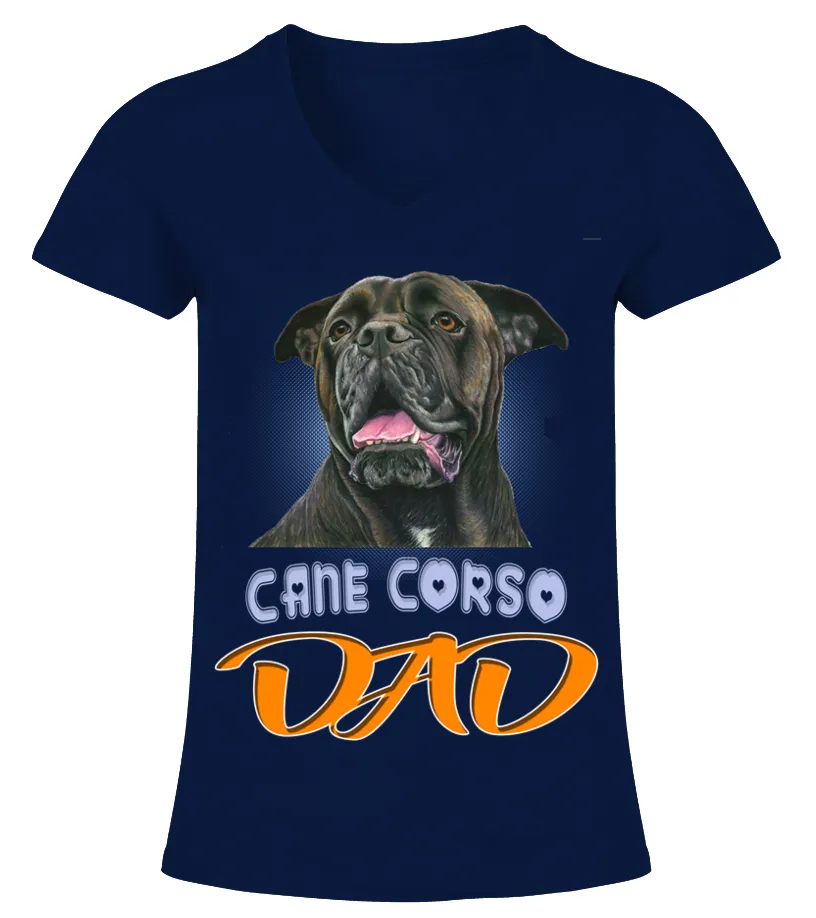 Big Face Cane Corso Dad Dog Camiseta cuello pico Mujer