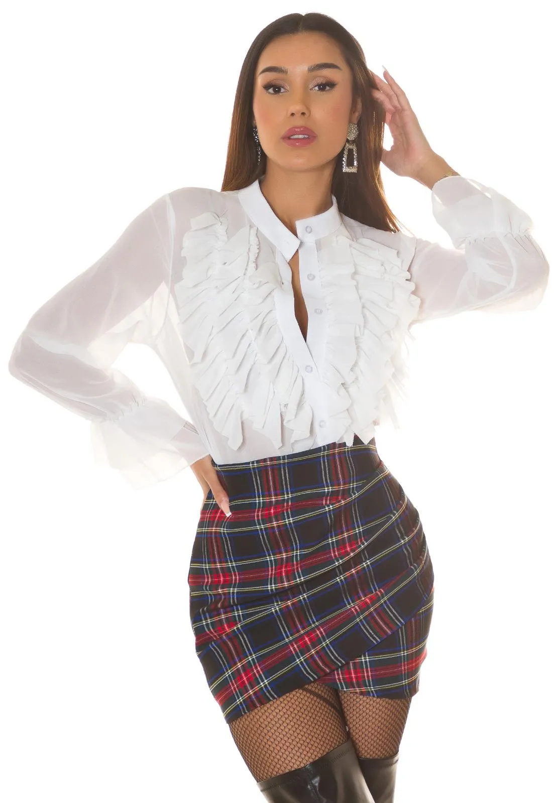 Blusa blanca semi transparente