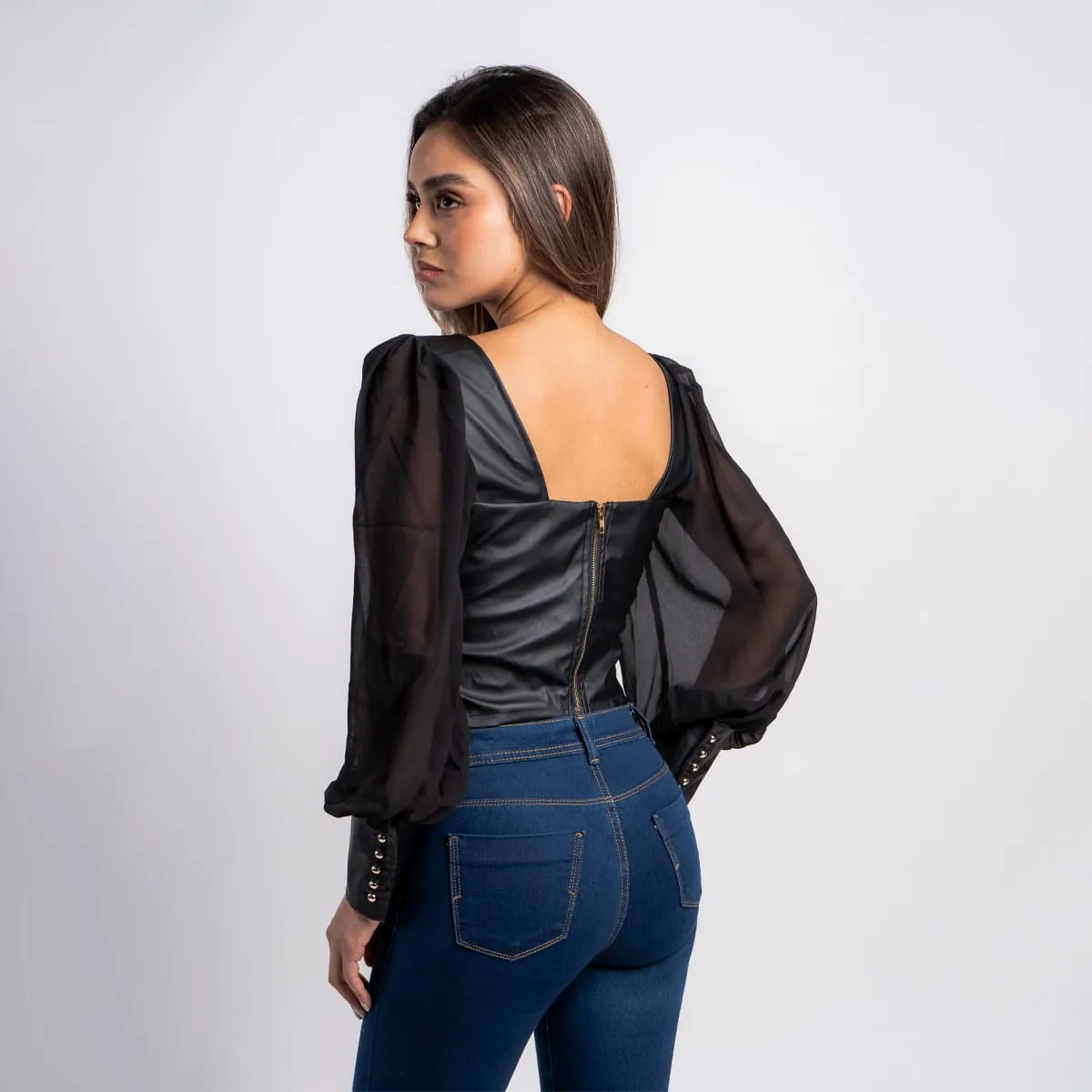 Blusa Crop Manga Globo Brenda