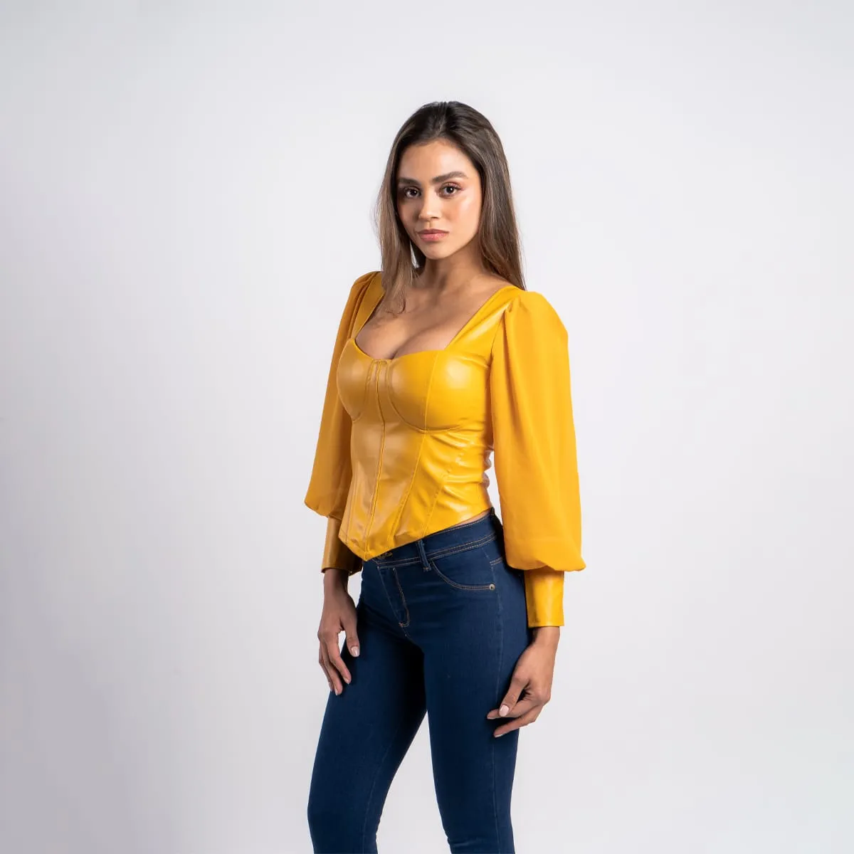 Blusa Crop Manga Globo Brenda