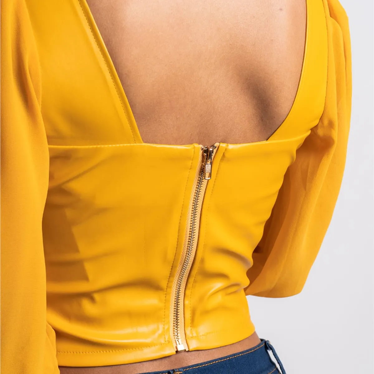 Blusa Crop Manga Globo Brenda