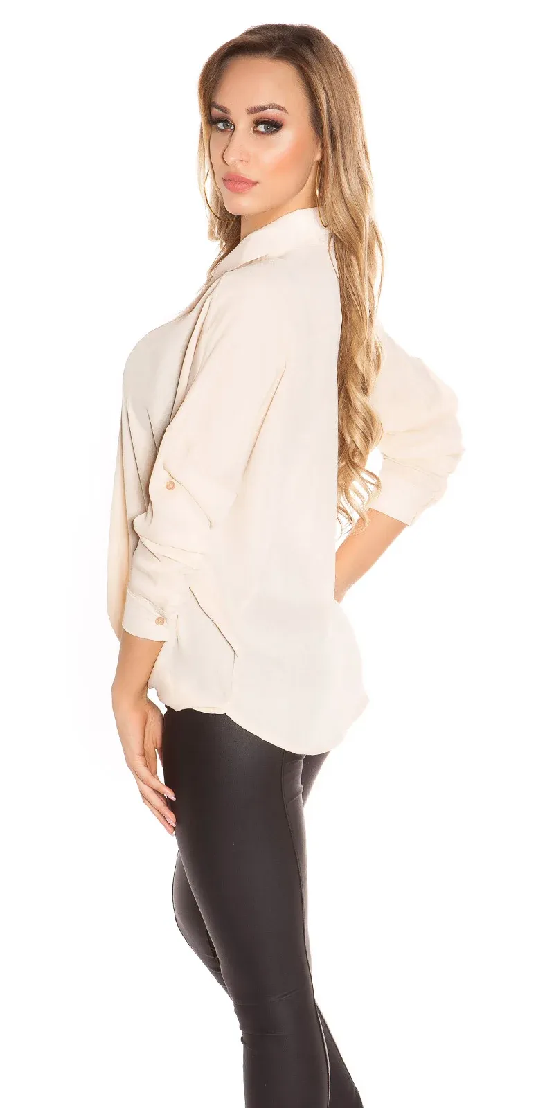 Blusa de mujer envuelta beige