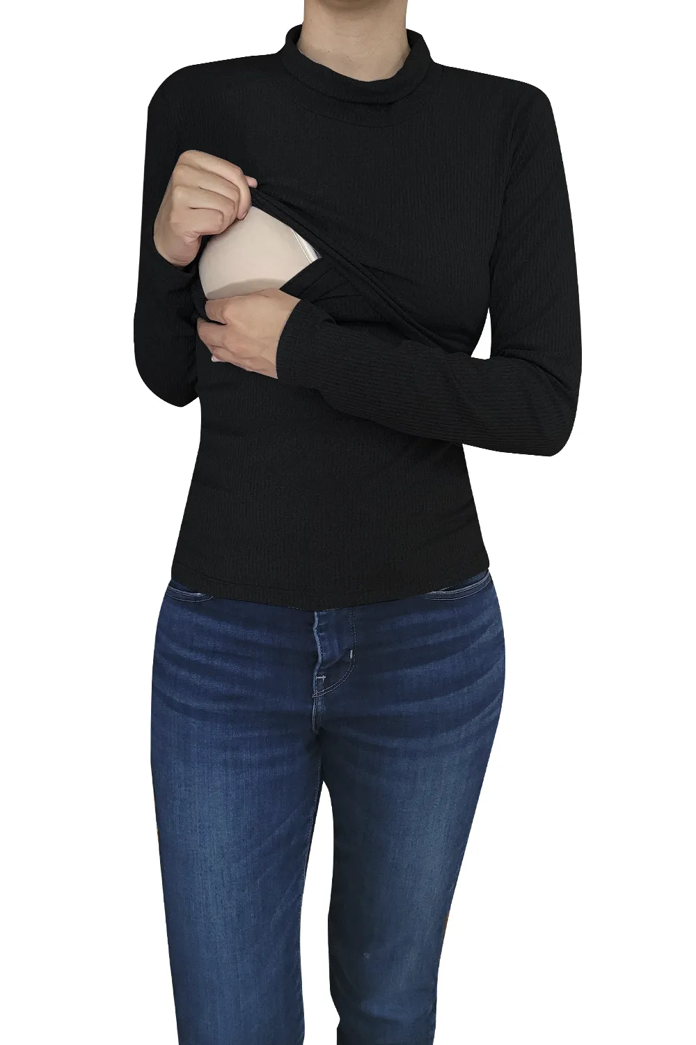 Blusa Lactancia cuello Ruso. Negro