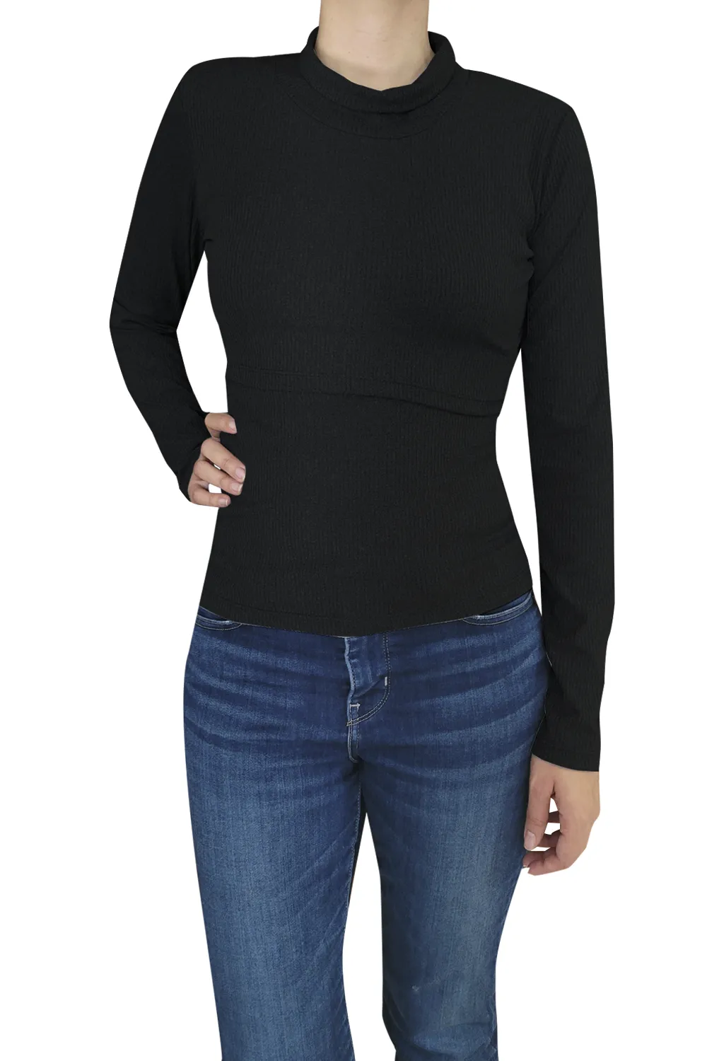 Blusa Lactancia cuello Ruso. Negro