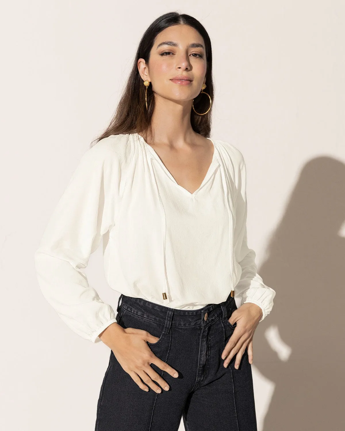 Blusa manga larga silueta amplia