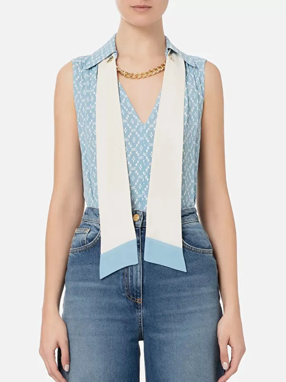 BLUSA SIN MANGAS CON CORBATA ELISABETTA FRANCHI