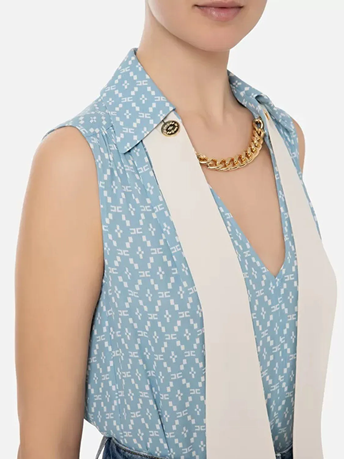 BLUSA SIN MANGAS CON CORBATA ELISABETTA FRANCHI