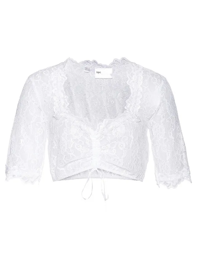 Blusa tirolesa de encaje Blanco