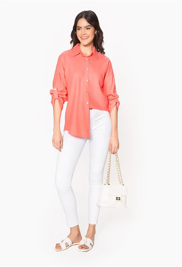Bluson camisero para dama manga tres cua