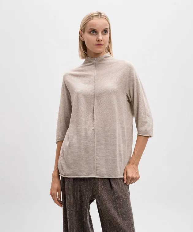 BOBOUTIC Beige melange cashmere and silk longsleeve