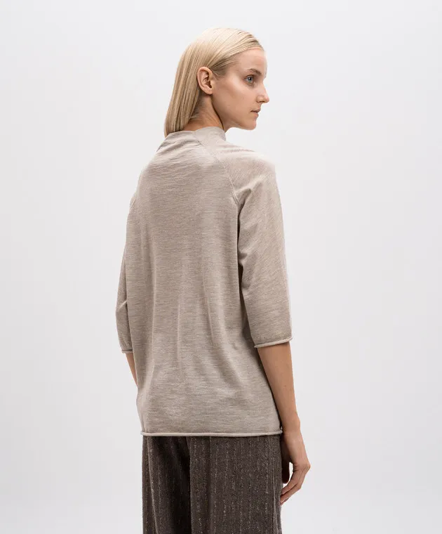 BOBOUTIC Beige melange cashmere and silk longsleeve