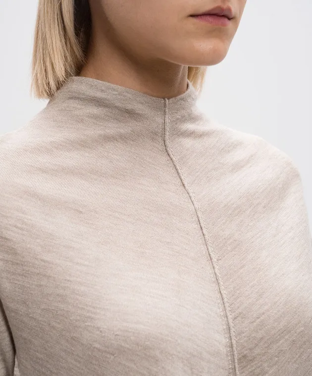 BOBOUTIC Beige melange cashmere and silk longsleeve