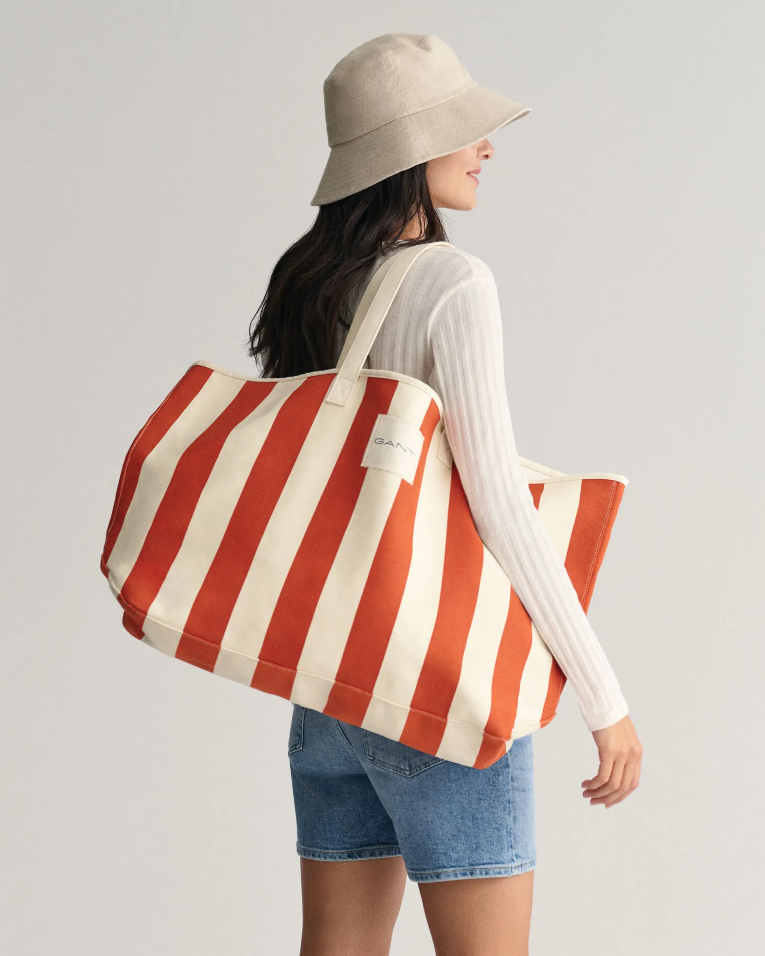 Bolso de playa de lona a rayas