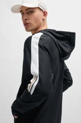BOSS x MATTEO BERRETTINI Sudadera con capucha y cremallera regular fit con ilustración a rayas de la marca